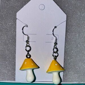 Yellow handmade mushroom earrings!